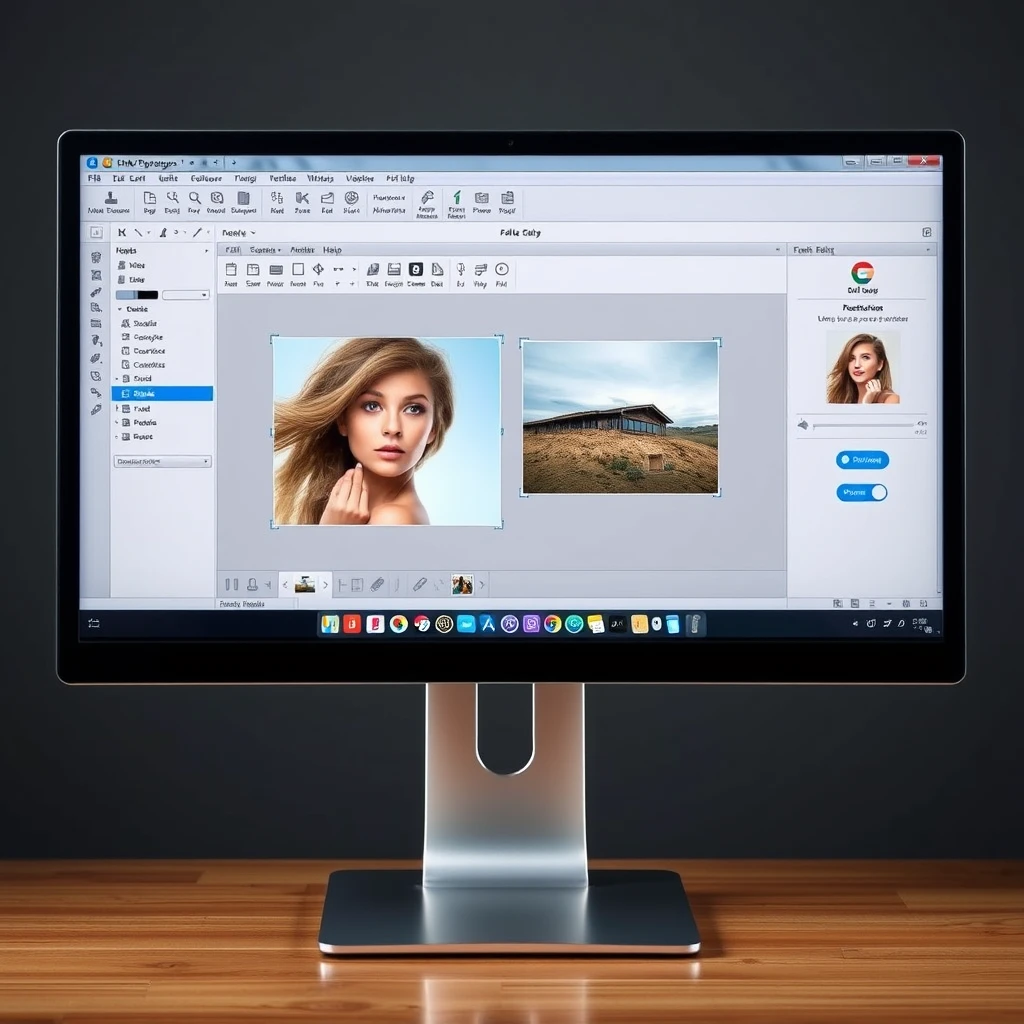 A computer screen showing photo editing software